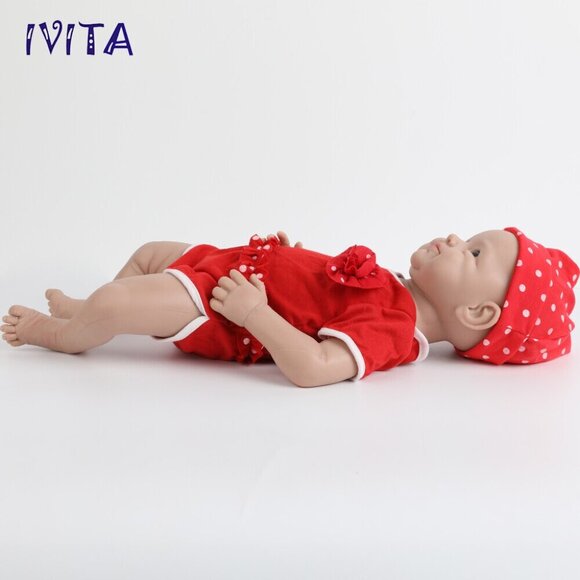 IVITA 21'' Silicone Reborn Girl Baby Floppy Silicone Smiling Newborn Baby Doll - Picture 7 of 7